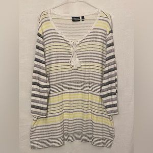 EUC Onque Casual 3/4 Sleeve Striped Knit Top, size US 2X